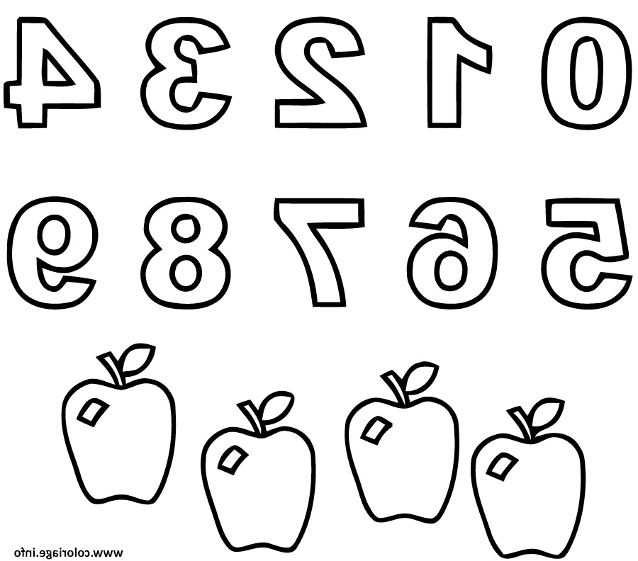 chiffre 0 9 maternelle pommes coloriage dessin