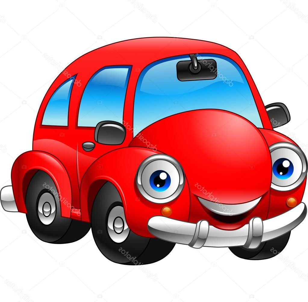 stock illustration cartoon funny red car