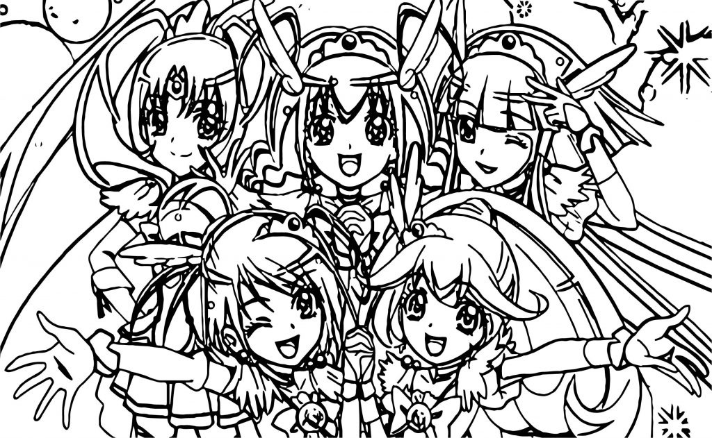glitter force five girls photo coloring page
