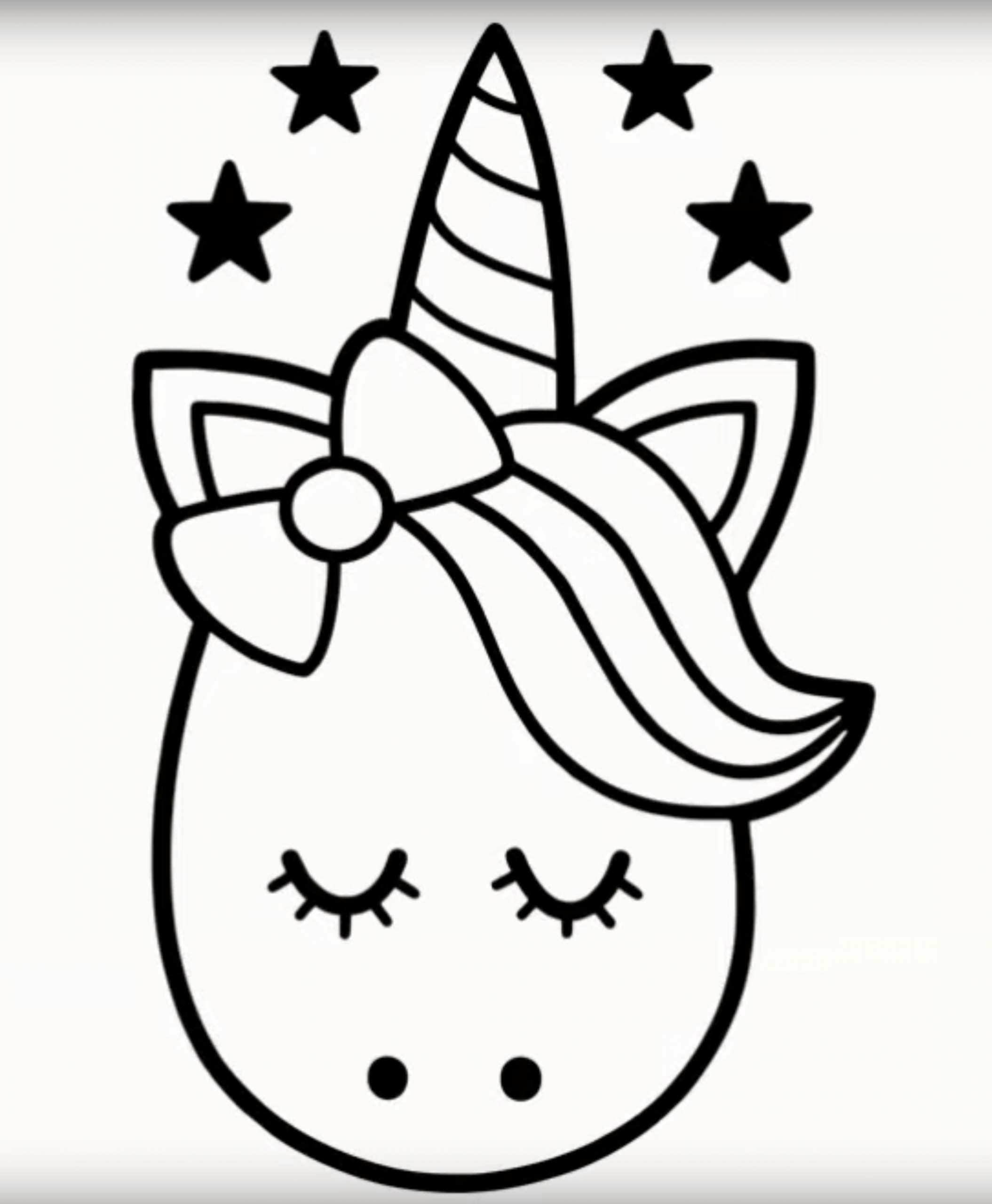 dessin kawaii licorne noir et blanc
