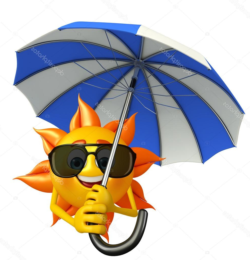 Dessin Parasol Beau Galerie Caractère De soleil Avec Parasol — Graphie