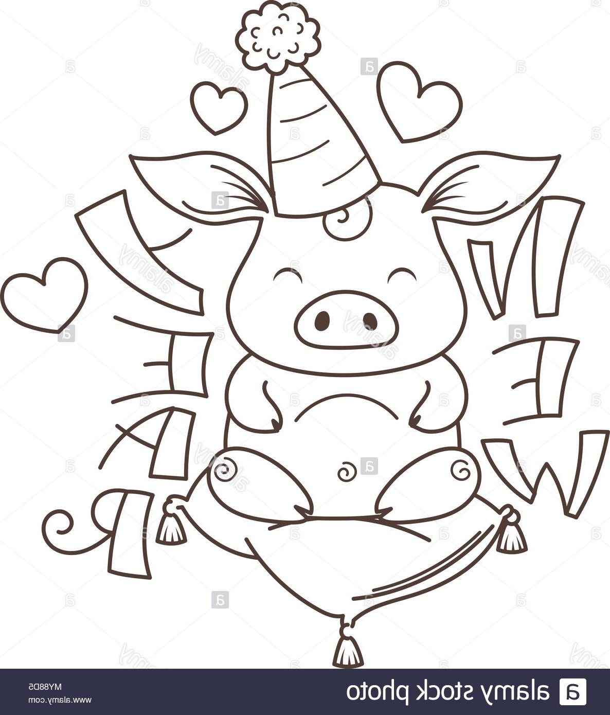 cute cartoon cochon dans lamour symbole de la nouvelle annee 2019 horoscope chinois coloriage image