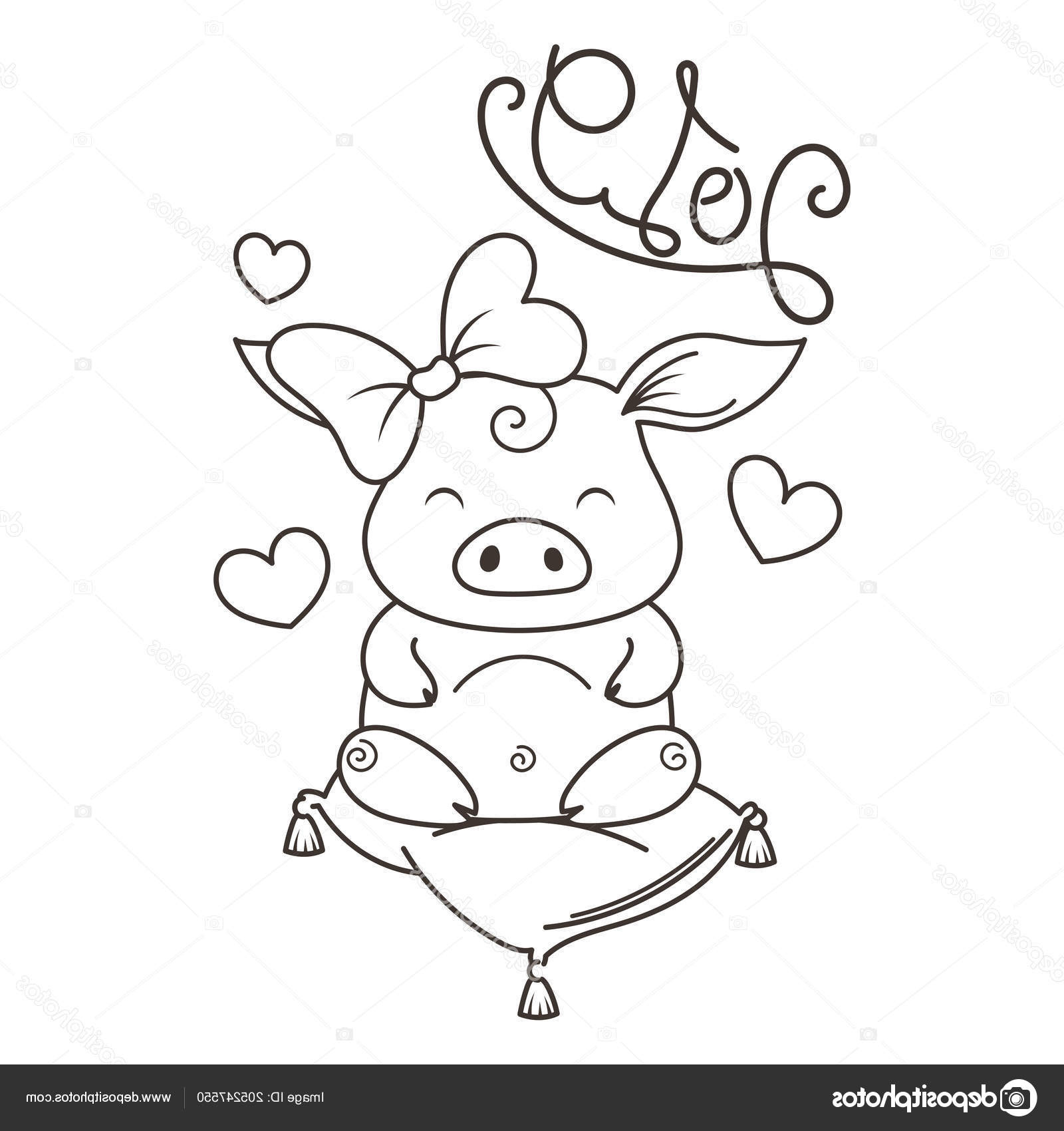 stock illustration cute cartoon pig in love