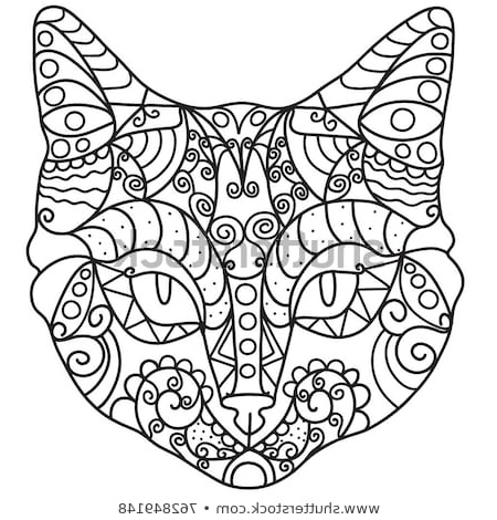 cat head drawing mandala pattern coloring