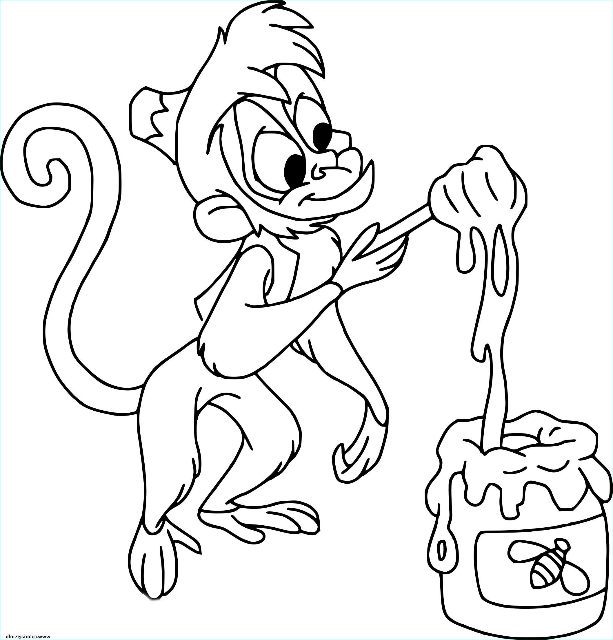 abu le singe de aladdin aime le miel coloriage