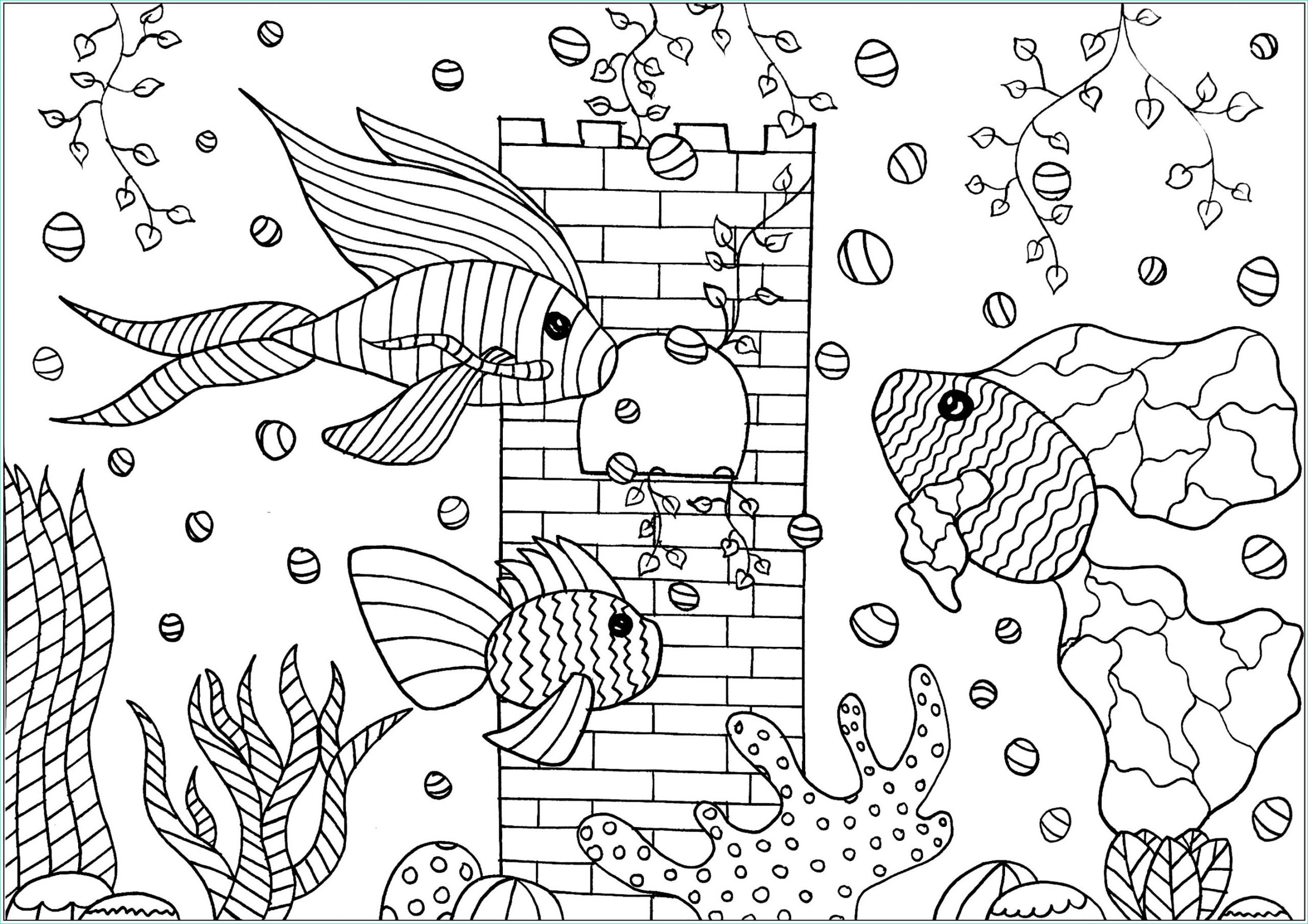 image=fishes coloring tree fishes in an aquarium 1