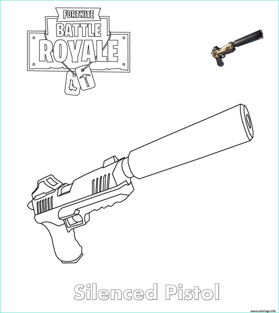 arme fortnite dessin inspirant collection coloriage silenced pistol fortnite dessin