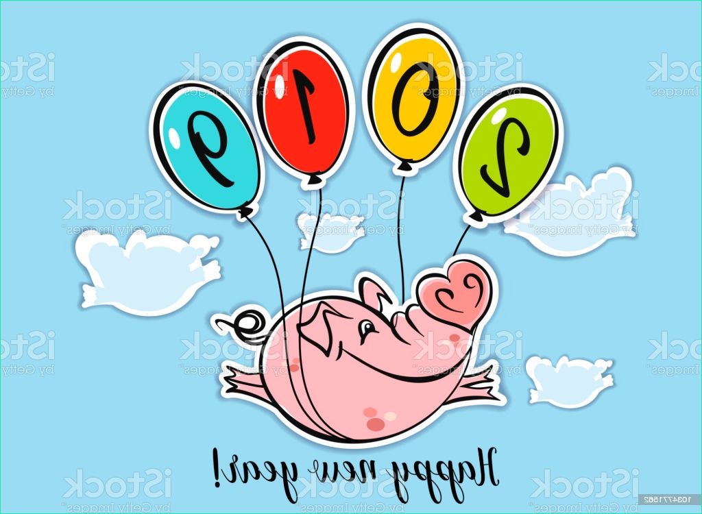 bonne année carte de vœux le symbole de la nouvelle année 2019 est le cochon gm