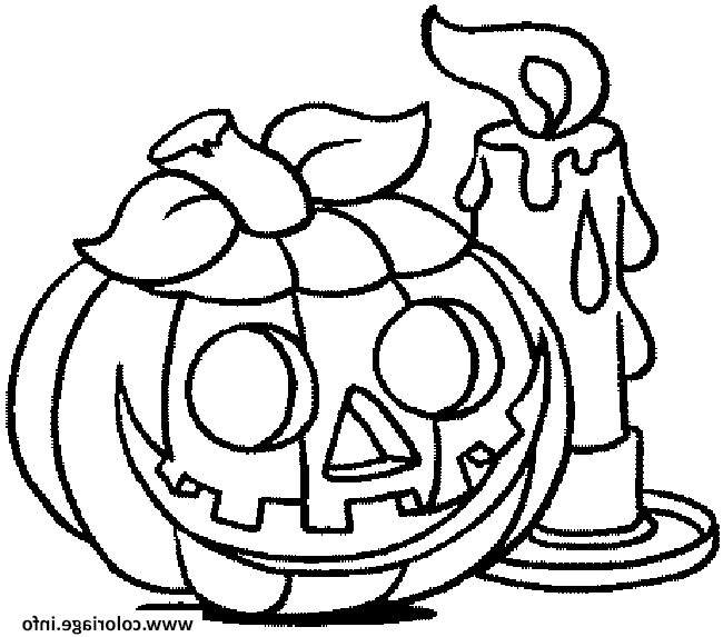une bougie et une citrouille d halloween coloriage dessin