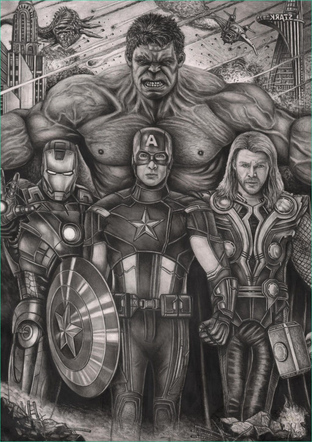 The Avengers graphite drawing
