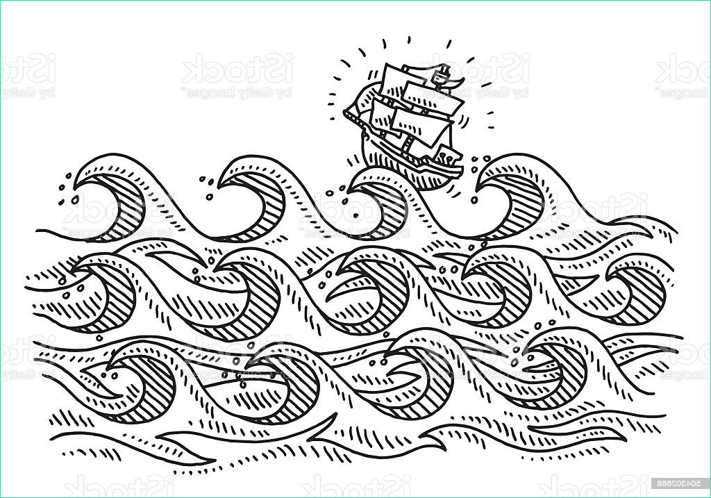 vagues de la mer agitée dessin animé dessins voilier gm