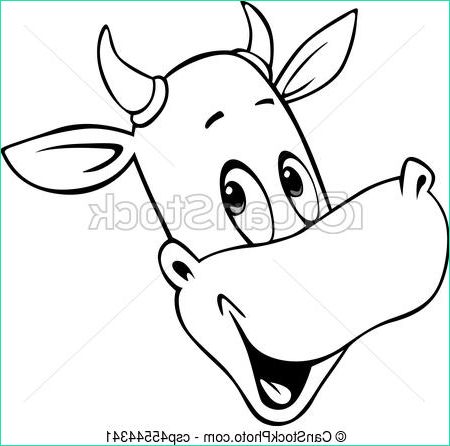 cow cartoon head black and white