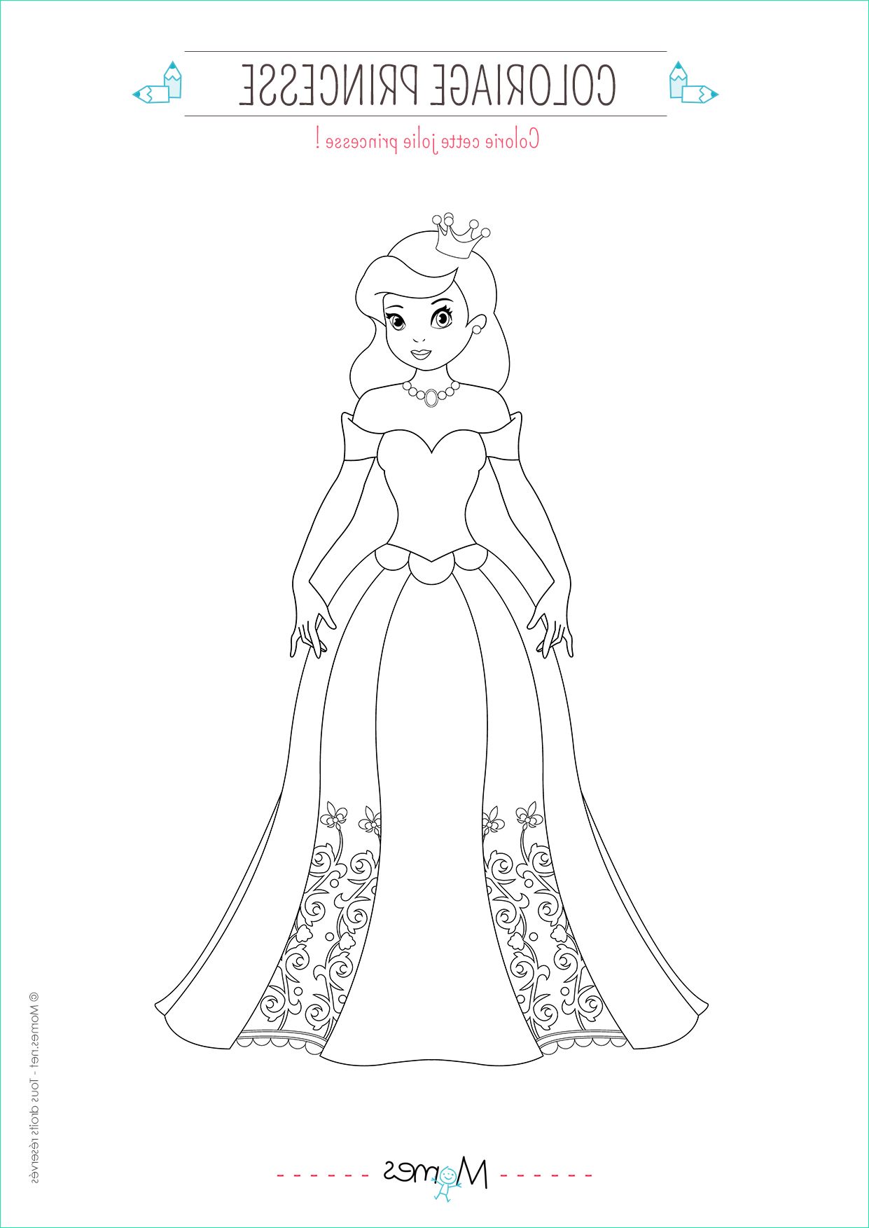 coloriage princesse longue robe