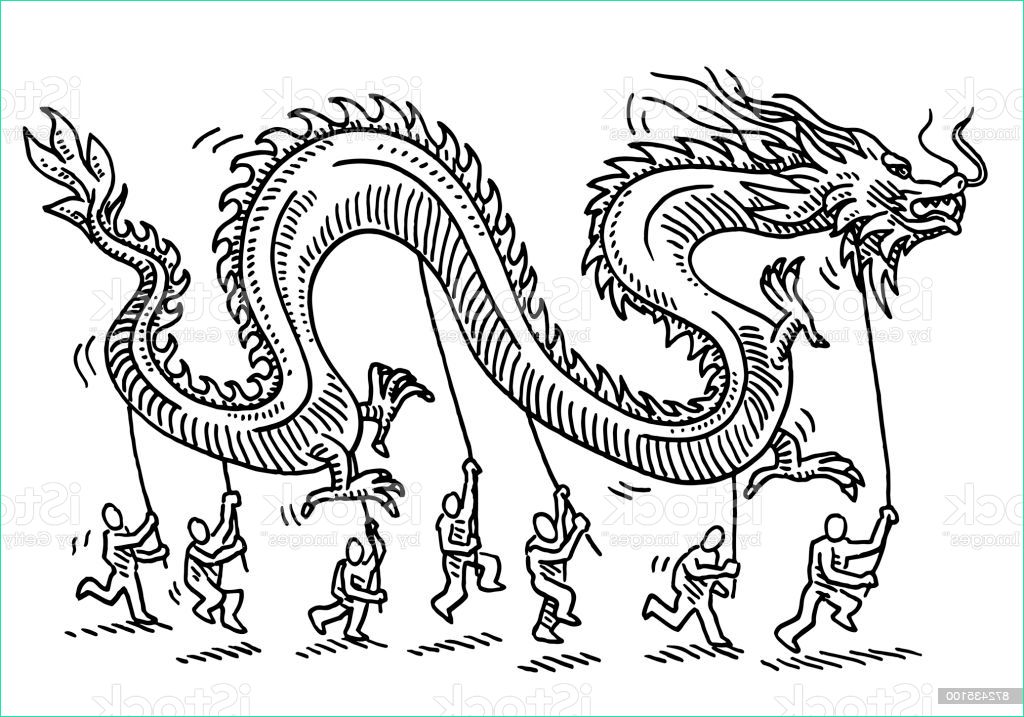 dessin de dragon chinois danse célébration gm