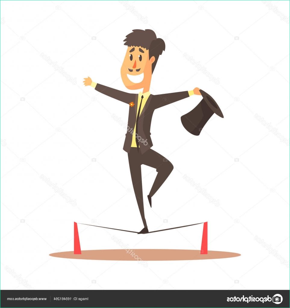 stock illustration tightrope walker balancing on the