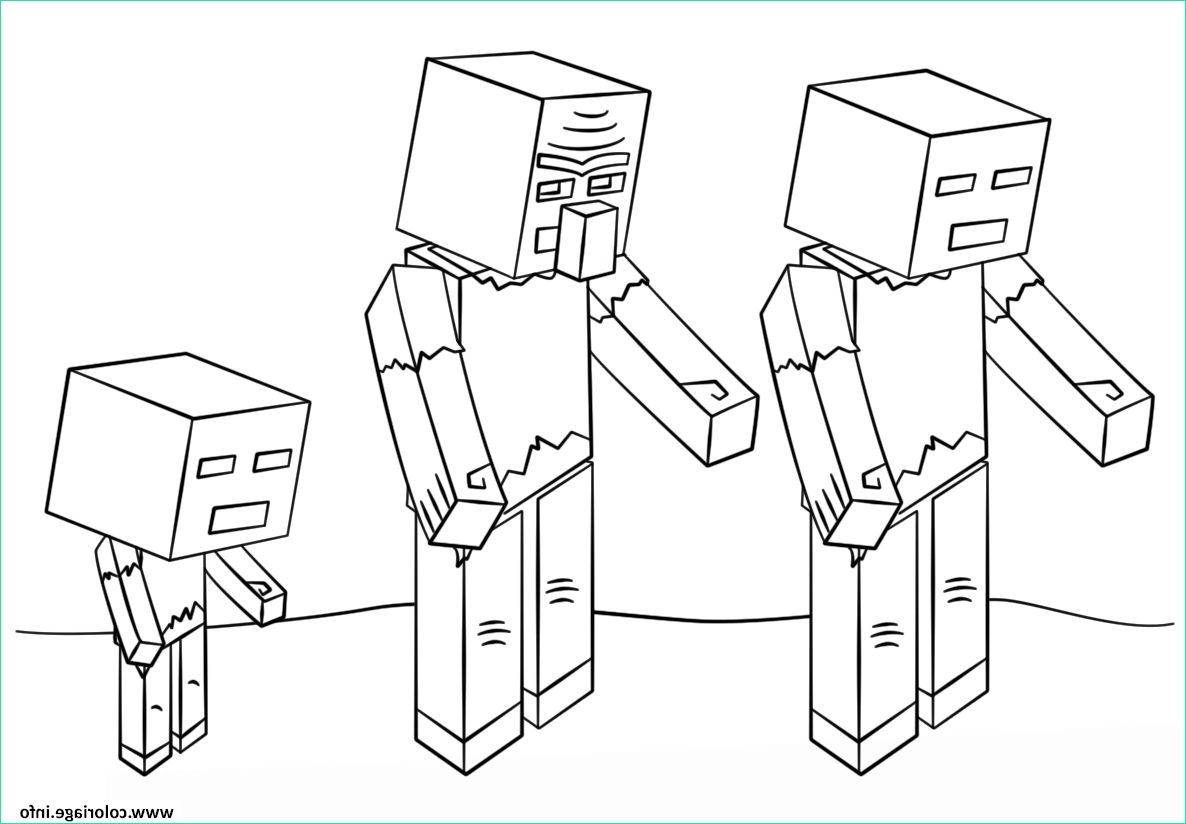 minecraft zombies coloriage