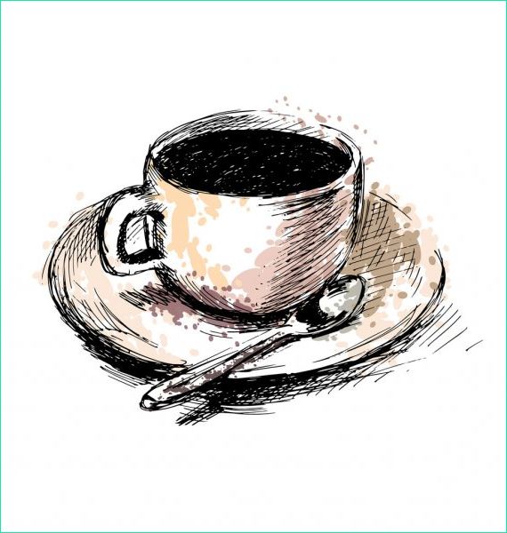 stock illustration colored hand drawing coffee cup