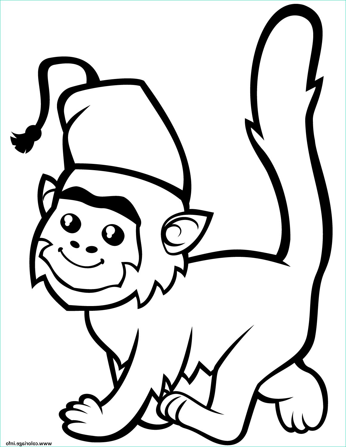 un singe mignon a fez coloriage dessin