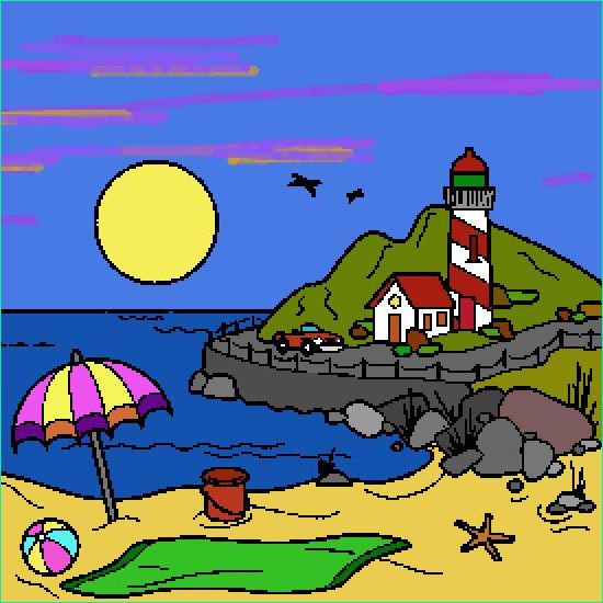 vacances coloriage ligne plage dessin 1