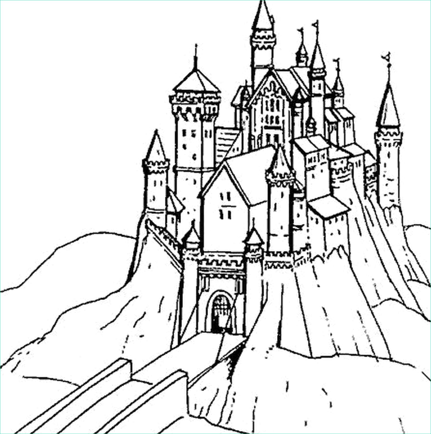 coloriage chateau fort a imprimer diy concernant dessin chateau fort moyen age