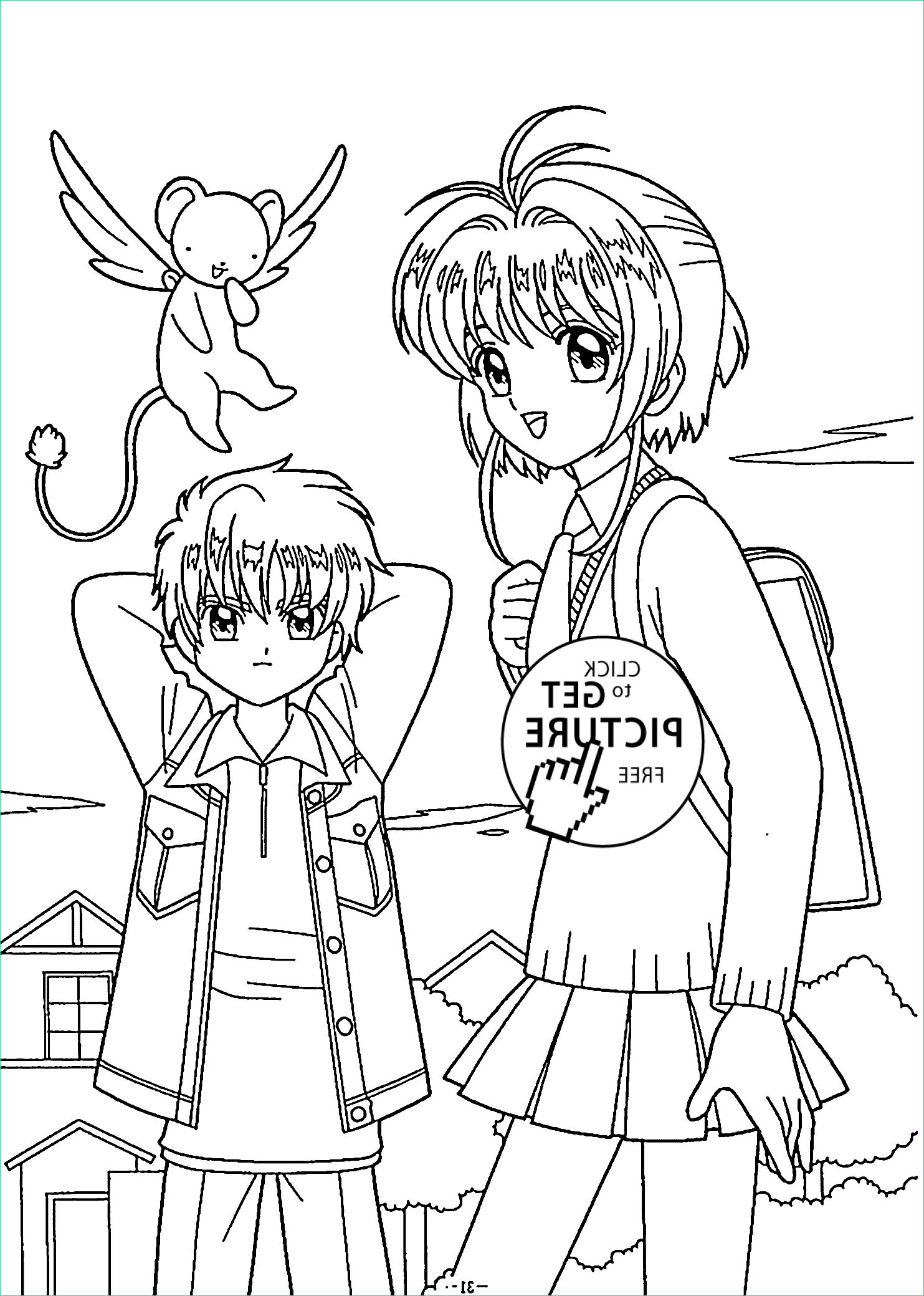 sakura with friend coloring pages for kids printable free