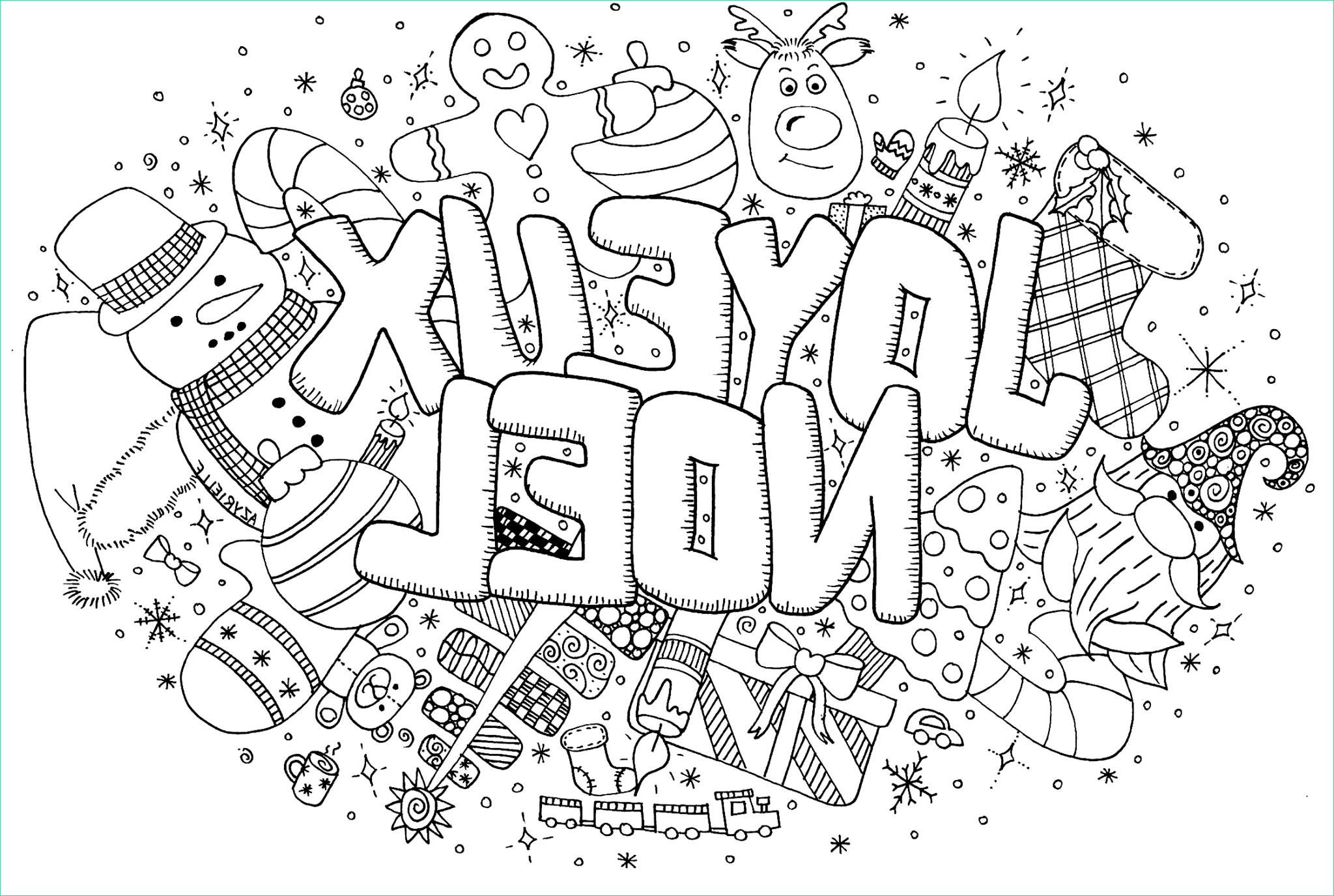 joyeux noel doodle coloriage a imprimer par azyrielle