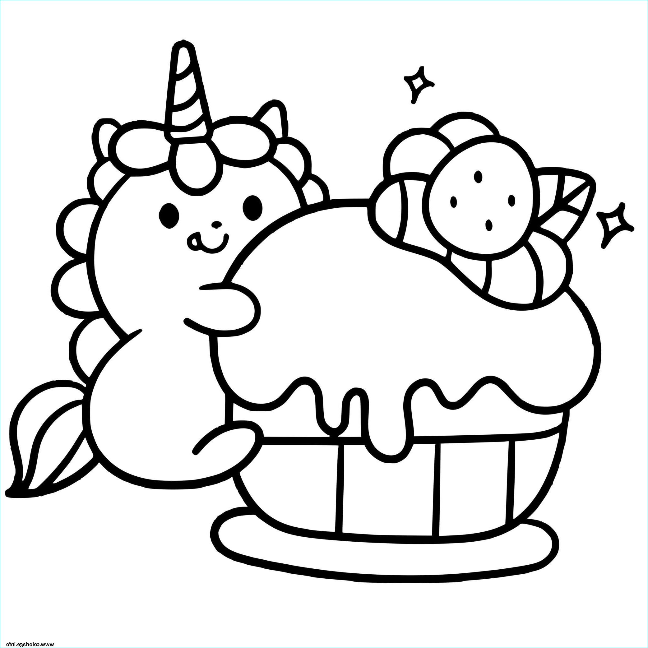 bebe licorne kawaii cupcake coloriage dessin