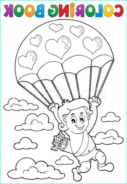 coloring book cupid with parachute
