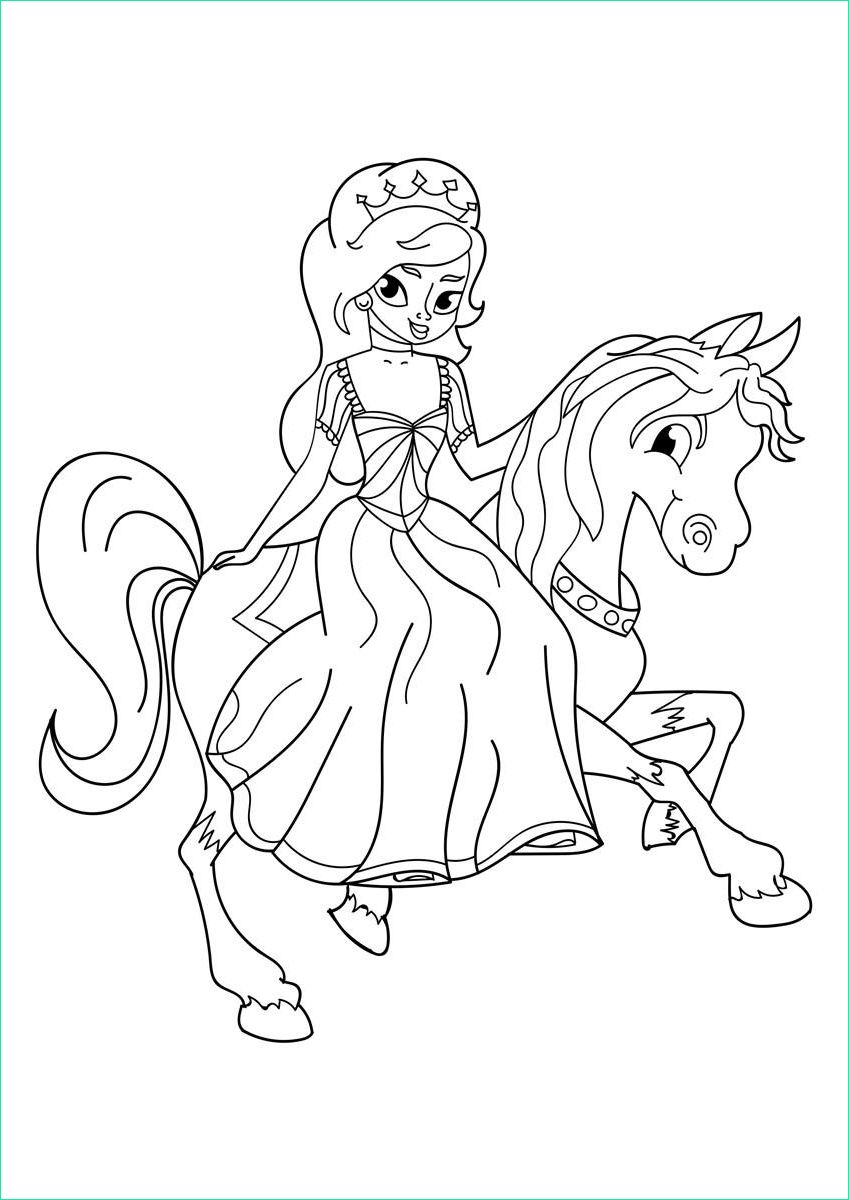 coloriage princesse a cheval i