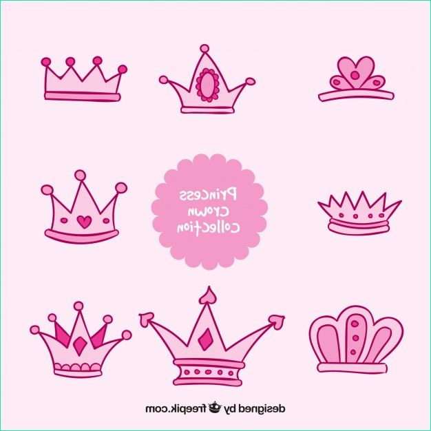 pink hand drawn princess crown collection