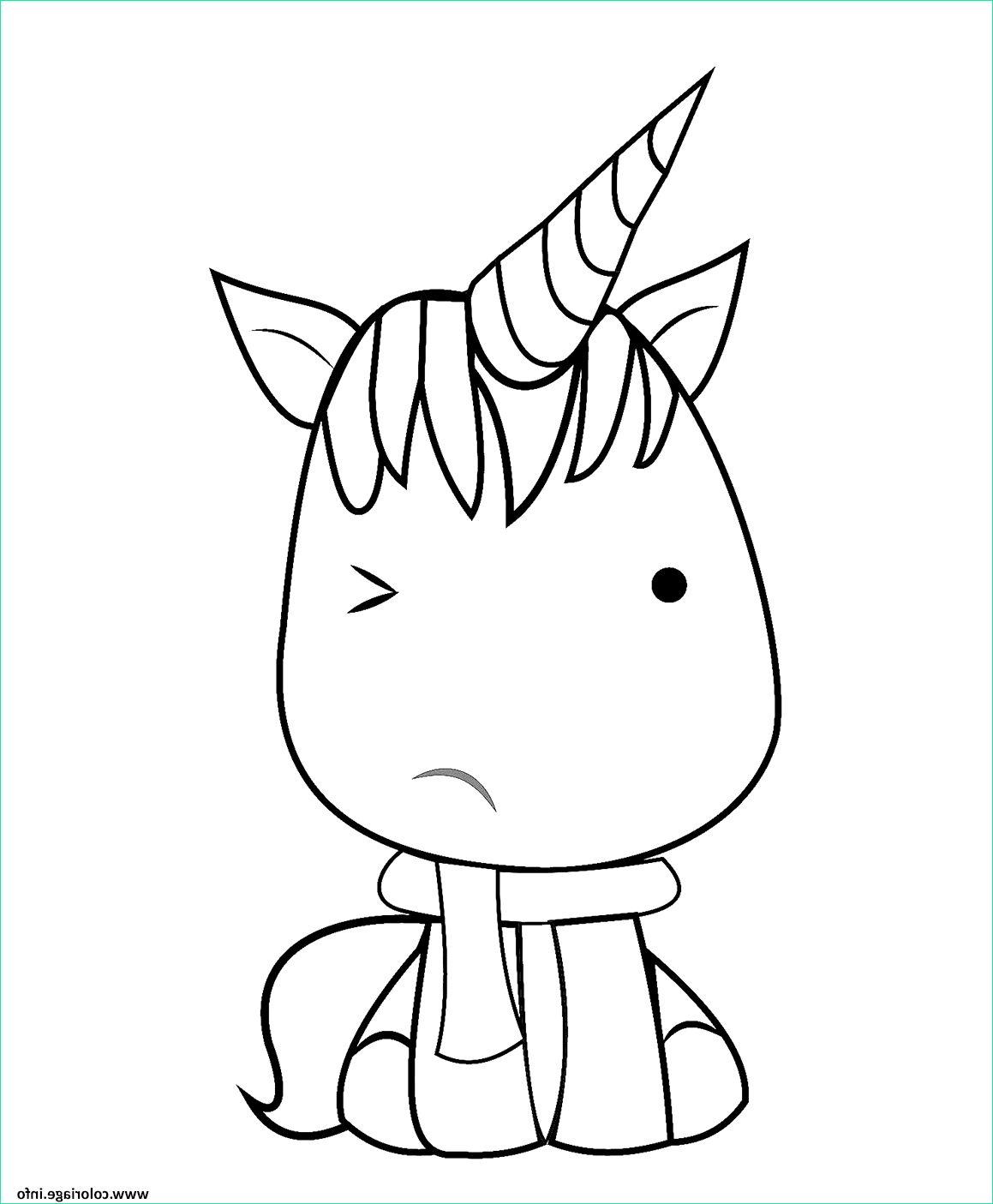 kawaii licorne adorable clin doeil coloriage dessin