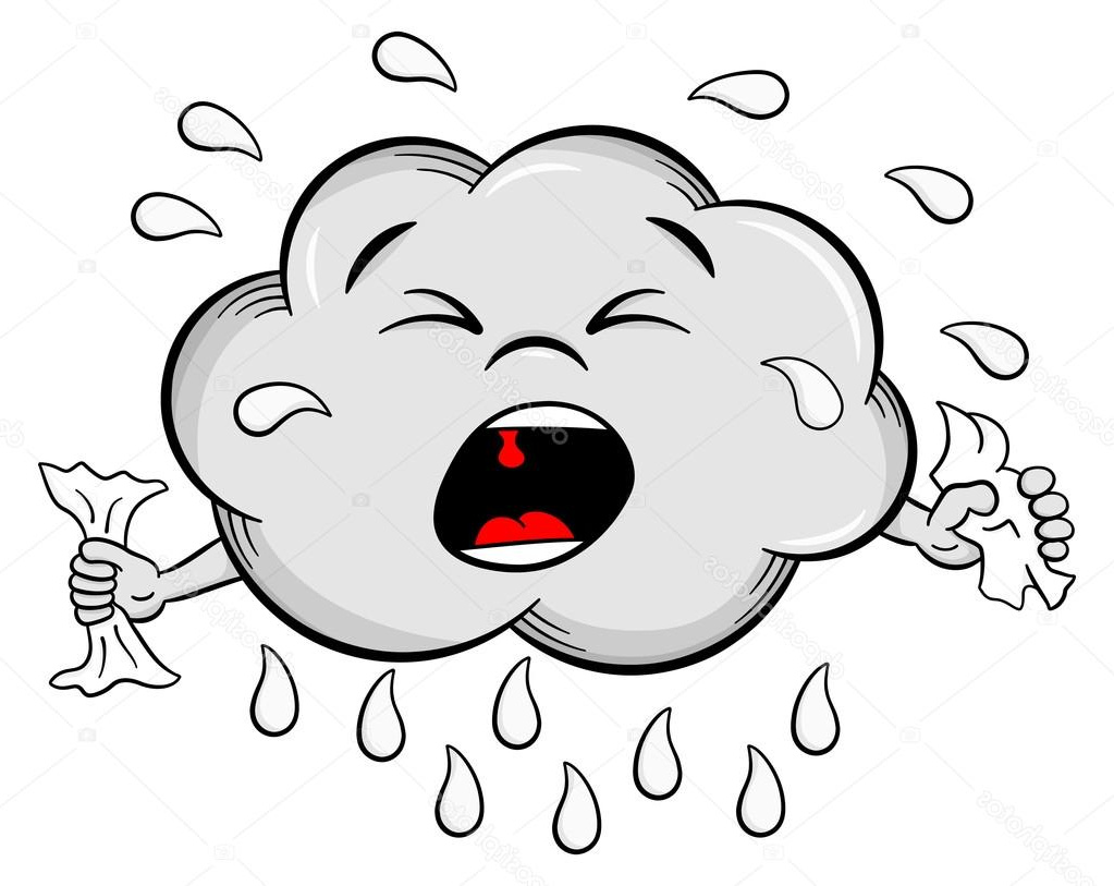 stock illustration crying cartoon rain cloud