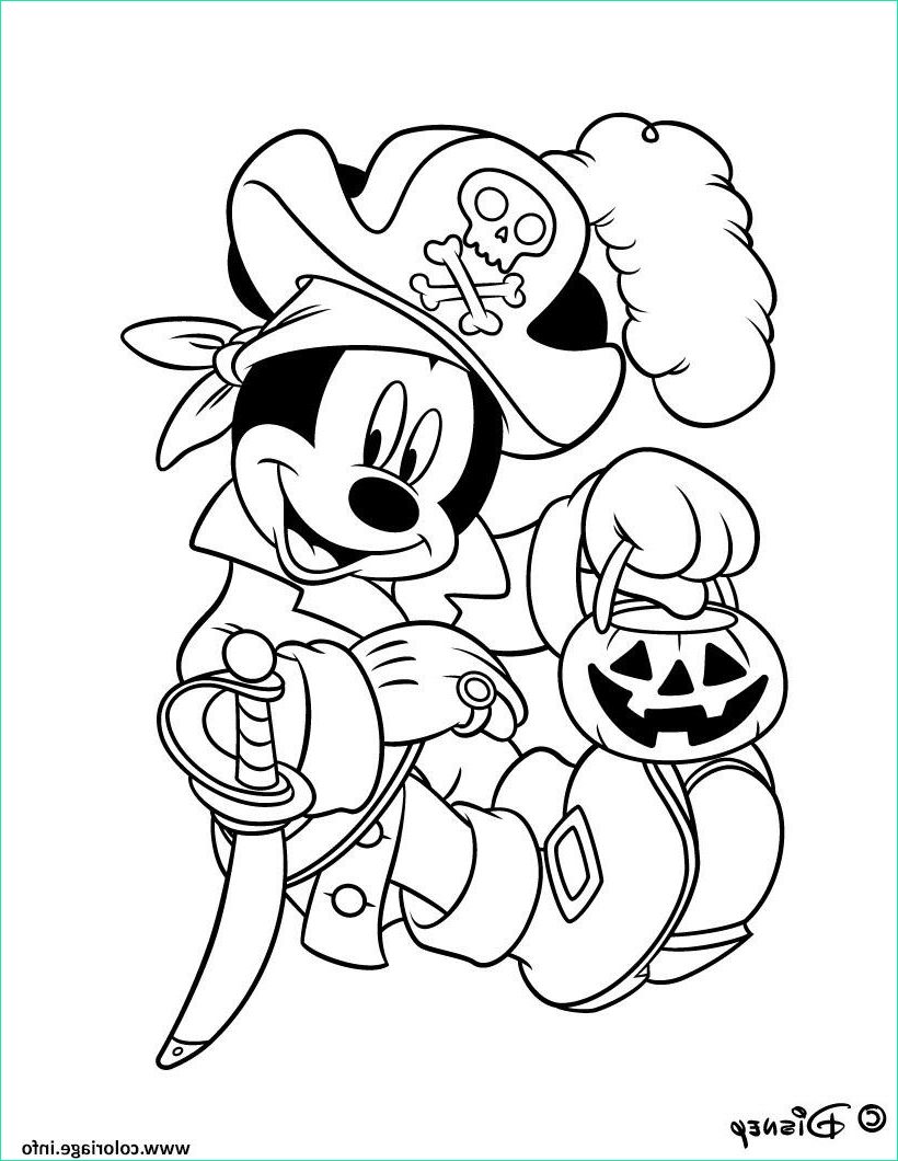 mickey et son lampion en citrouille halloween disney coloriage dessin
