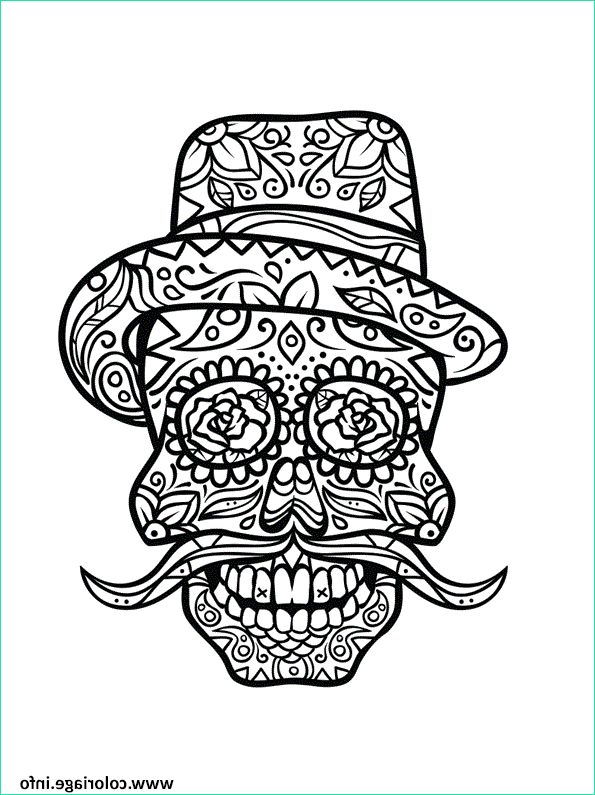 squelette halloween moustache rigolo coloriage dessin