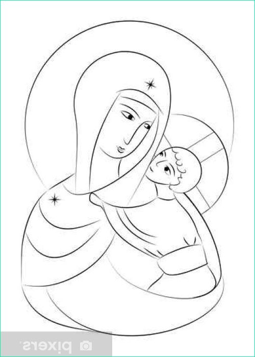 bienheureuse vierge marie madonna avec l 39 icone de l 39 enfant dessin abstrait