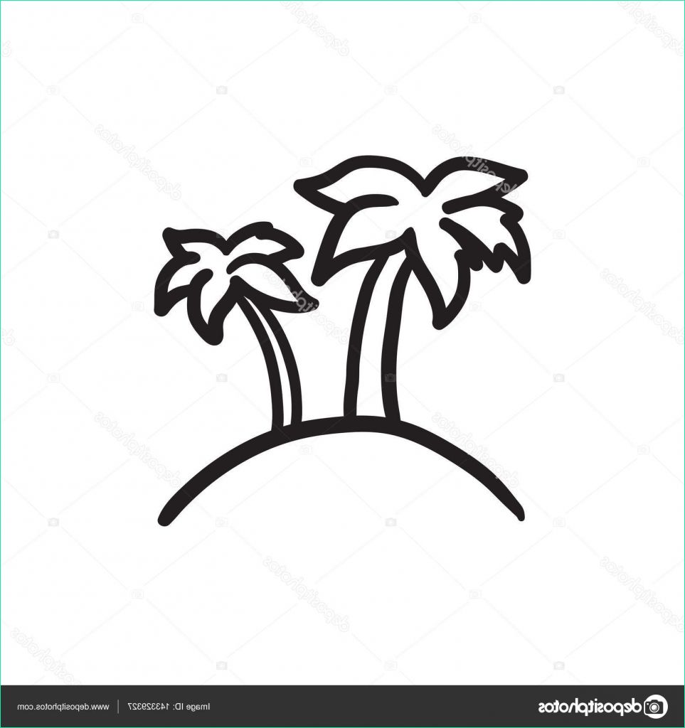 stock illustration two palm trees on island