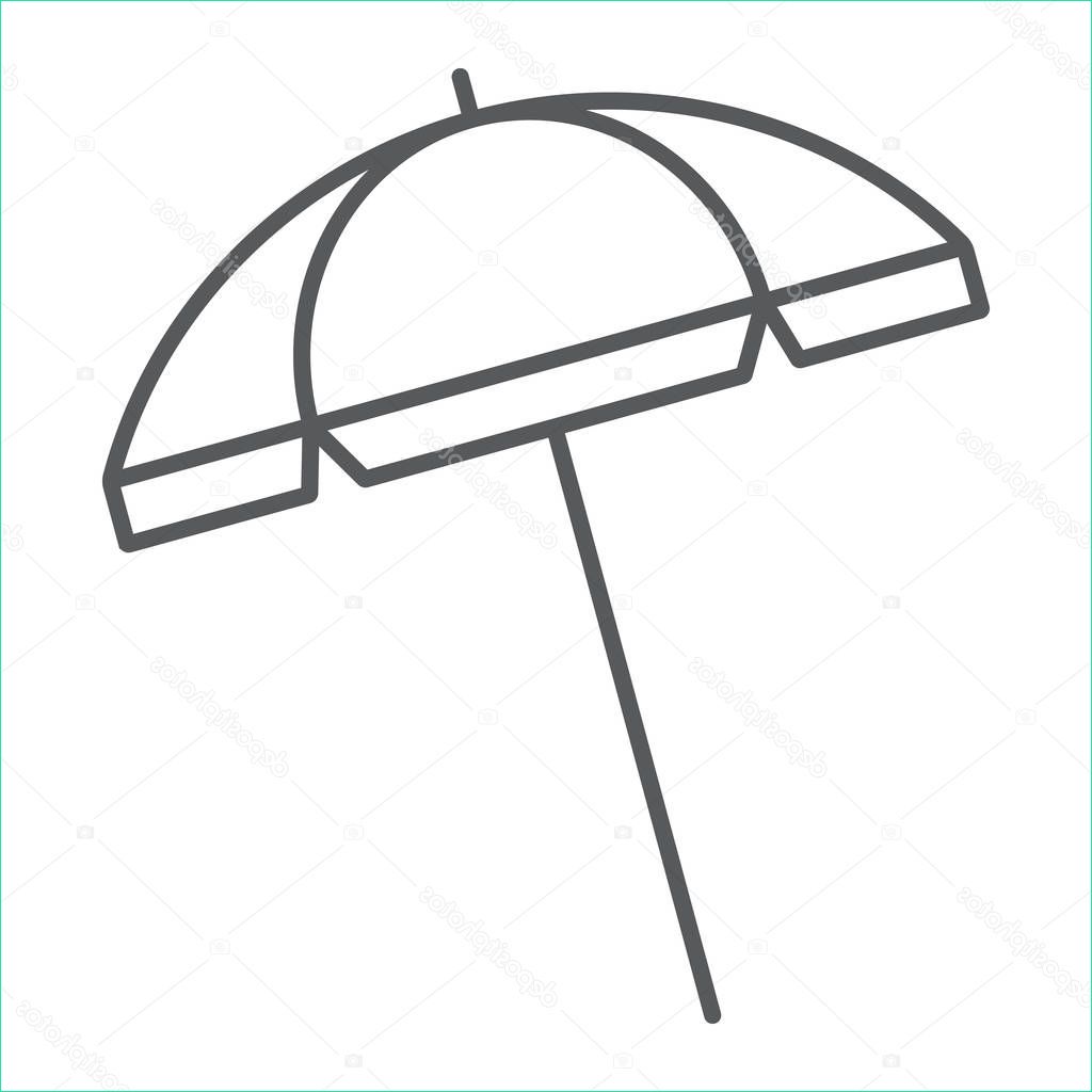 stock illustration beach umbrella thin line icon