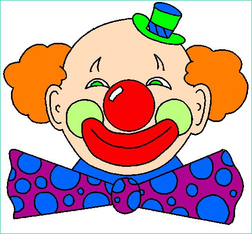 clown avec un grand sourire colorie par nathan