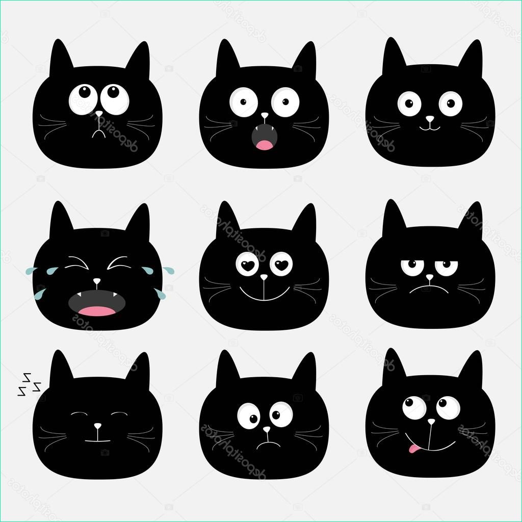 stock illustration black cat head set