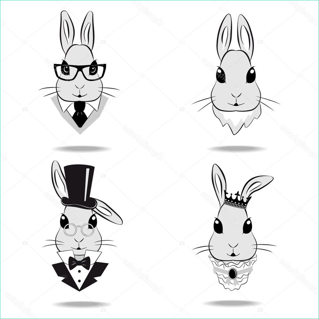 stock illustration set head of the rabbit