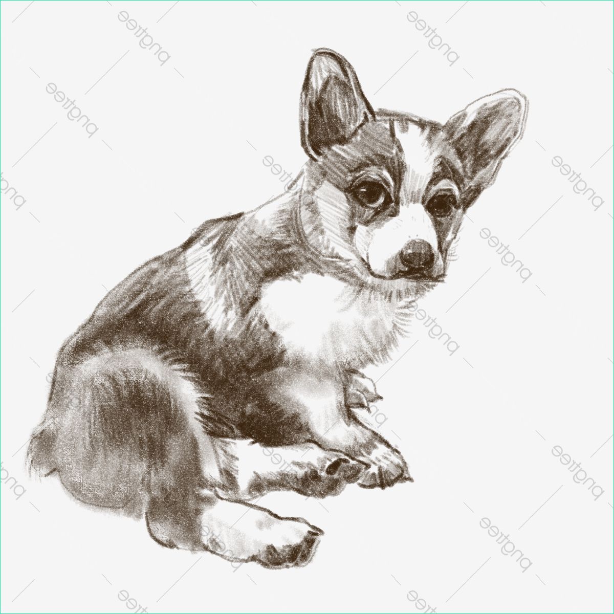 line drawing cute puppy illustration