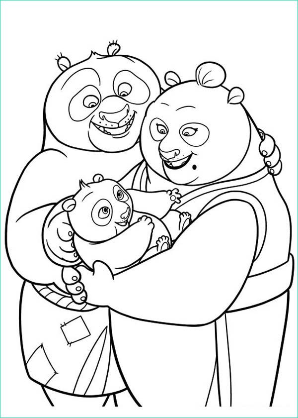 little po with his parent in kung fu panda coloring page 2