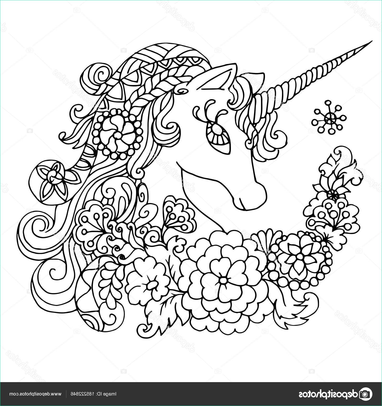 stock illustration coloring book fabulous white unicorn