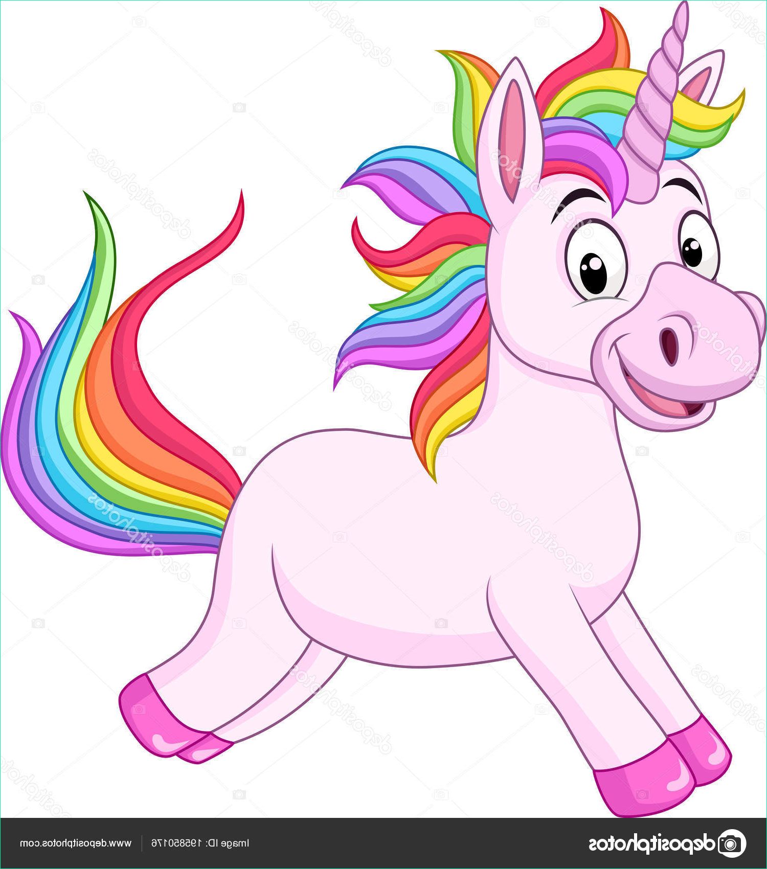 stock illustration cartoon rainbow unicorn horse