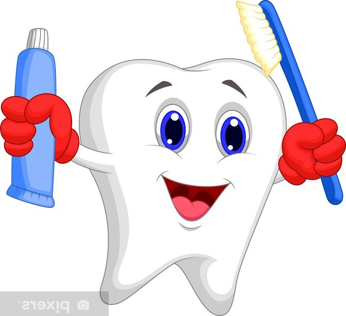 dessin anime de dent brosse a dents et du dentifrice tenue