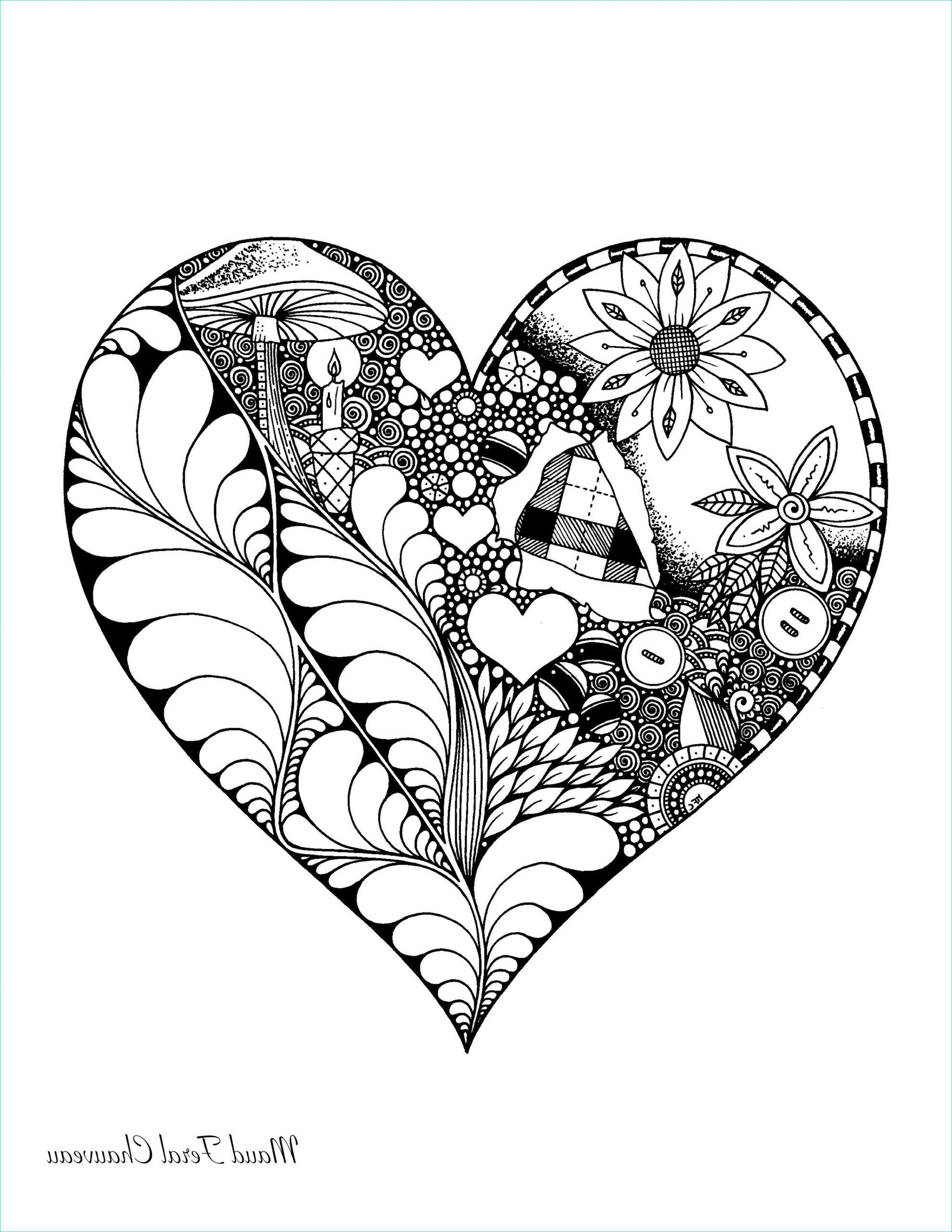 coloriage doodle coeur st valentin par maud feral