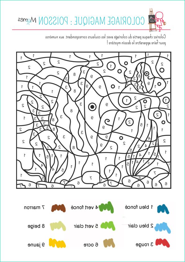 Dessin De Coloriage Magique Élégant Collection Coloriage Magique Le Poisson Momes