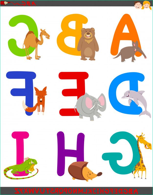 illustration dessin anime alphabet animaux