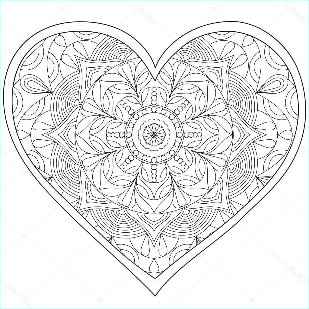 stock illustration heart love circular mandala for