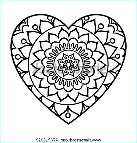 doodle heart mandala coloring page outline